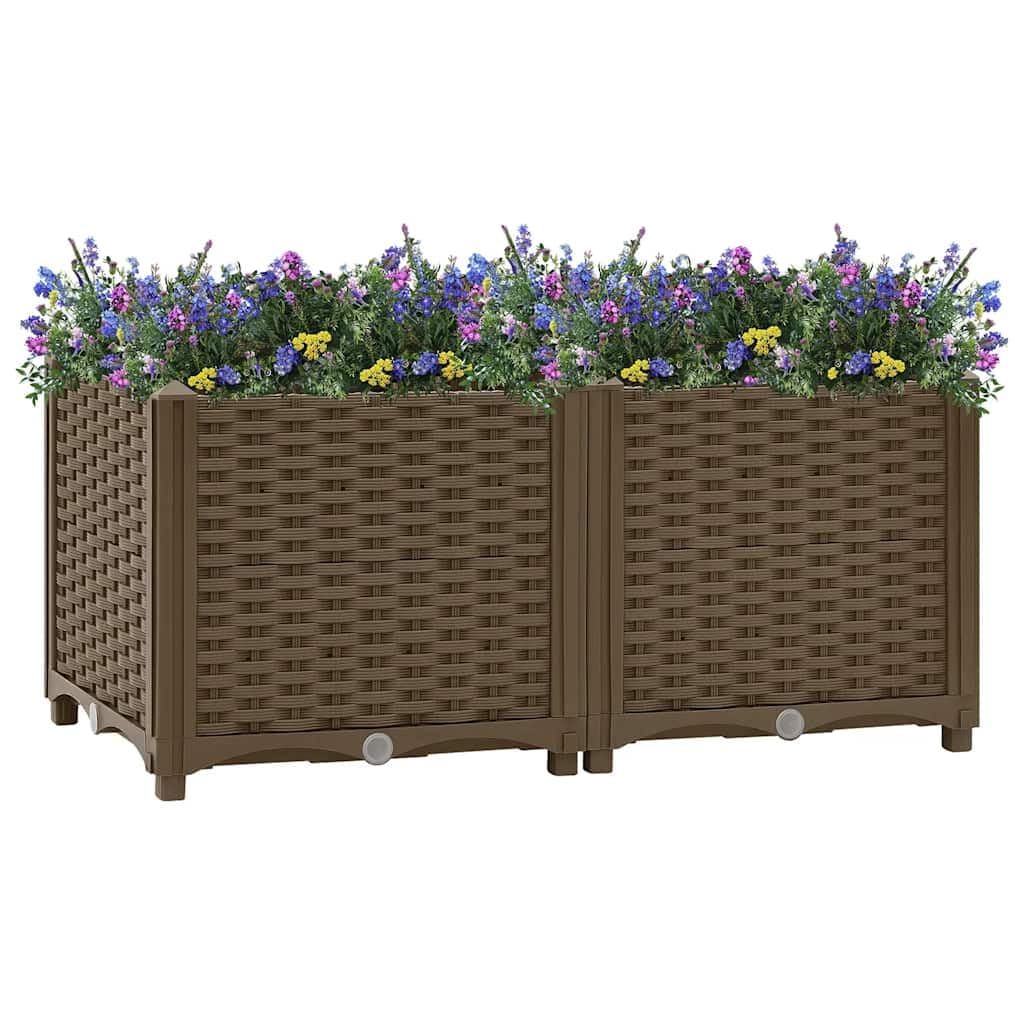 Donica do podniesionej rabaty 80x40x38 cm z polipropylenu, brązowa, wytrzymała skrzynia ogrodowa na balkon i taras, idealna do kwiatów warzyw i ziół, łatwy montaż