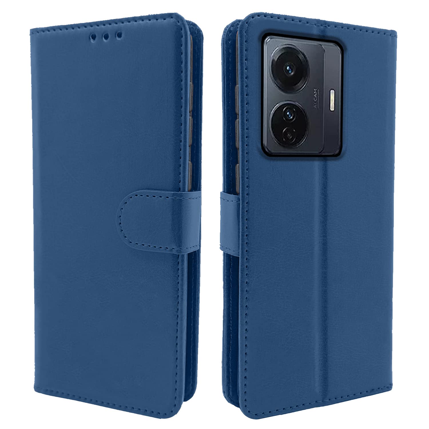 Pikkme Vivo T1 Pro 5G /iQOO Z6 Pro 5G Flip Case Leather Finish | Inside TPU with Card Pockets | Wallet Stand and Shock Proof | Magnetic Closing | Complete Protection Flip Cover (Blue) (B0BK8P1GNK) Amazon Price History, Amazon Price Tracker