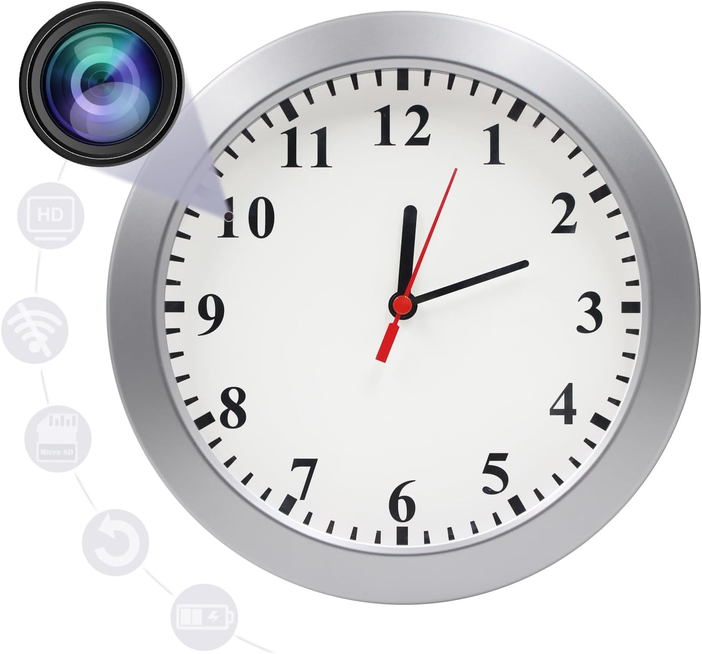 Hidden Camera Clock, 1080P HD Security Spy Camera with Motion Detection