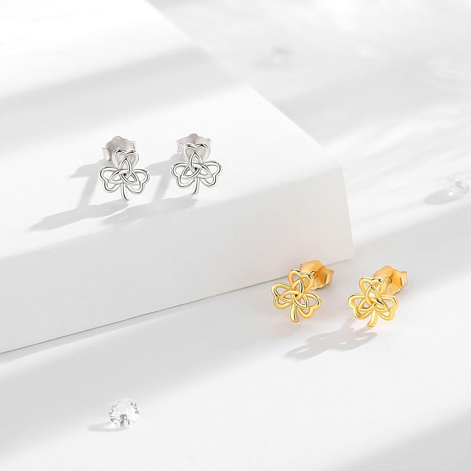 INFUSEU Irish Gifts Celtic Knot Shamrock Claddagh Earrings for Women Girls Sterling Silver Jewelry
