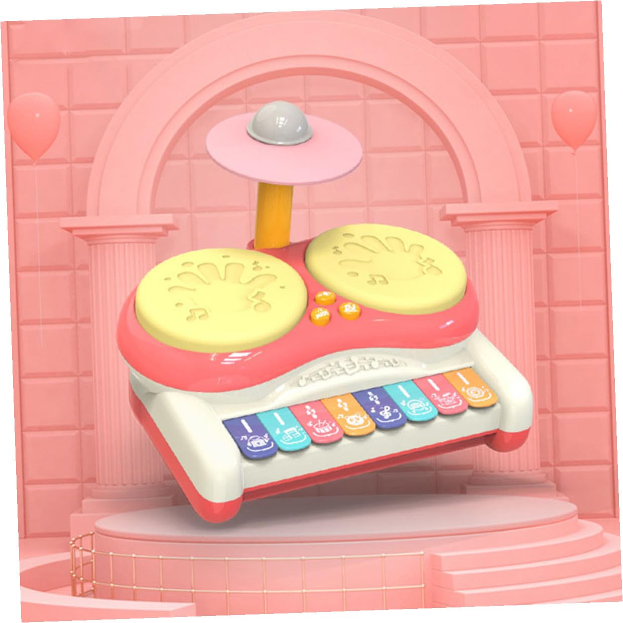 Batería para Niños Pequeños de Plástico Rosa, Instrumento