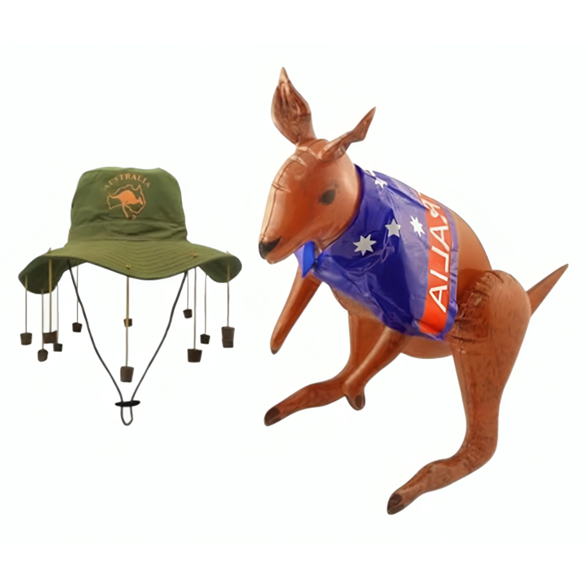 ZANGOC Adult Australian Cork Hat & Inflatable Kangaroo Fancy Dress Kit - Image 2