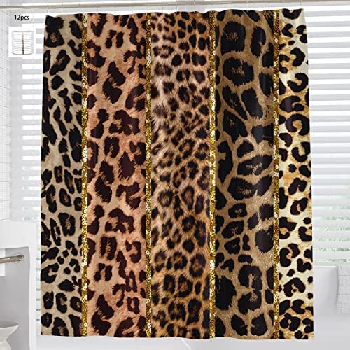 LATETOMT Leopard Print Shower Curtain Animal Skin Bathroom Shower Curtain Wildlife Cheetah Stripe Bath Curtain Liner 72" x 72" LTMYLYC036