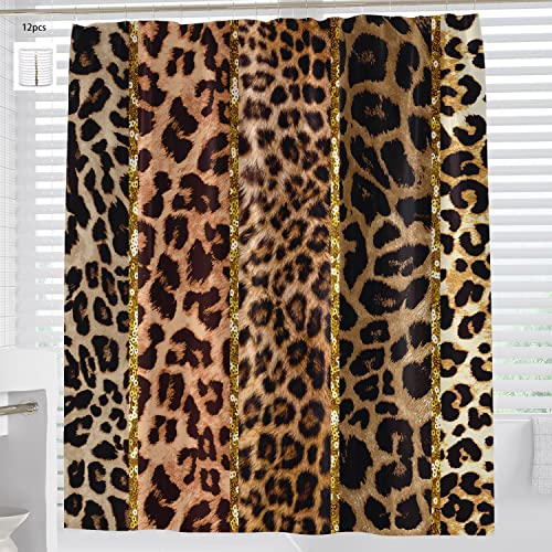 Latetomt Leopard Print Shower Curtain Animal Skin Bathroom Shower Curtain Wildlife Cheetah Stripe Bath Curtain Liner 72" X 72" Ltmylyc036 #TOP21