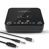 Audikast 3 – Bluetooth 5.3 Transmitter for TV Audio via Optical & AUX Outputs, aptX Adaptive, Dual Headphone Connection, 100ft Range
