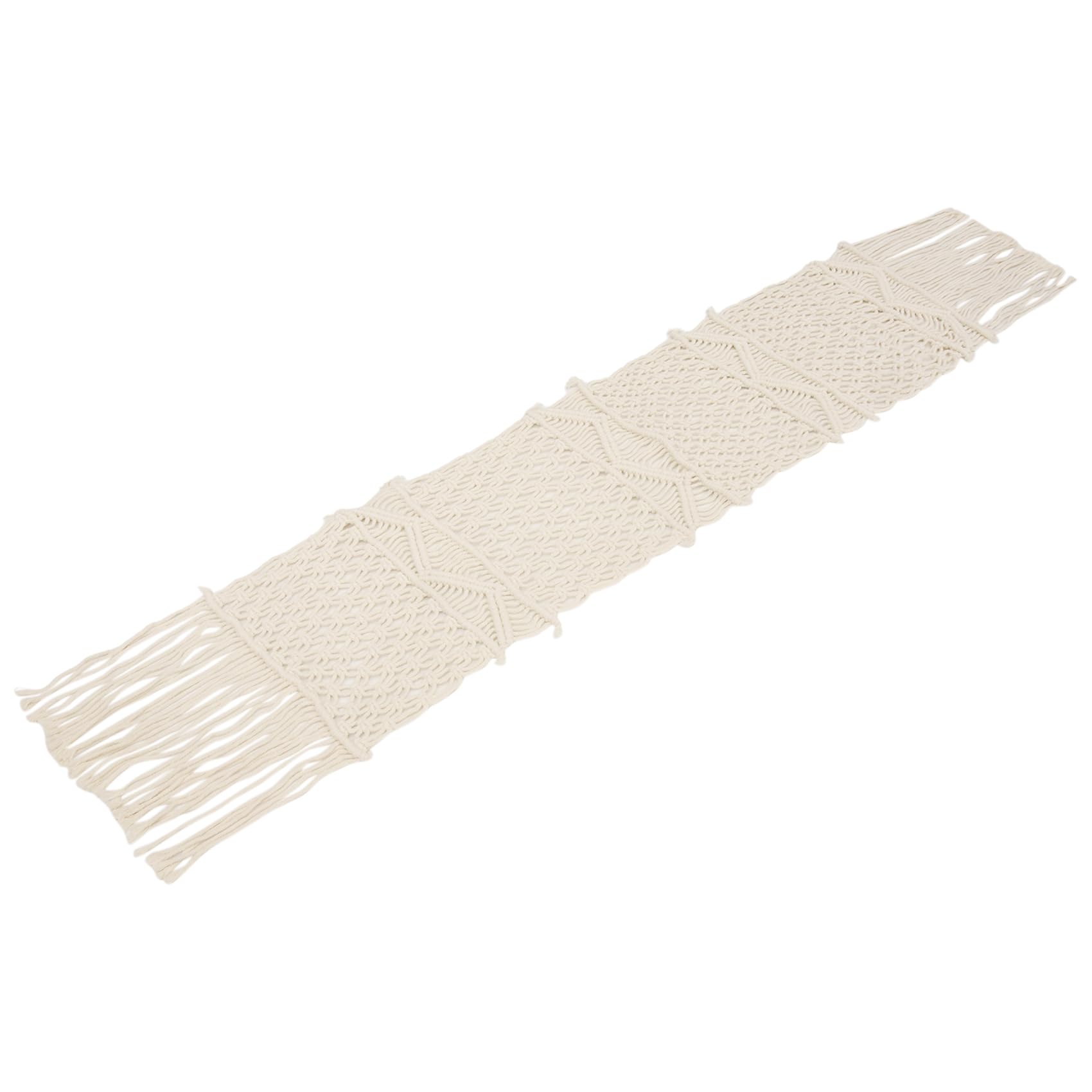 CTRLZS Macrame Table Runner,Boho Wedding Table Decoration,Vintage Farmhouse and Bohemian Dining Room Style, Beige White