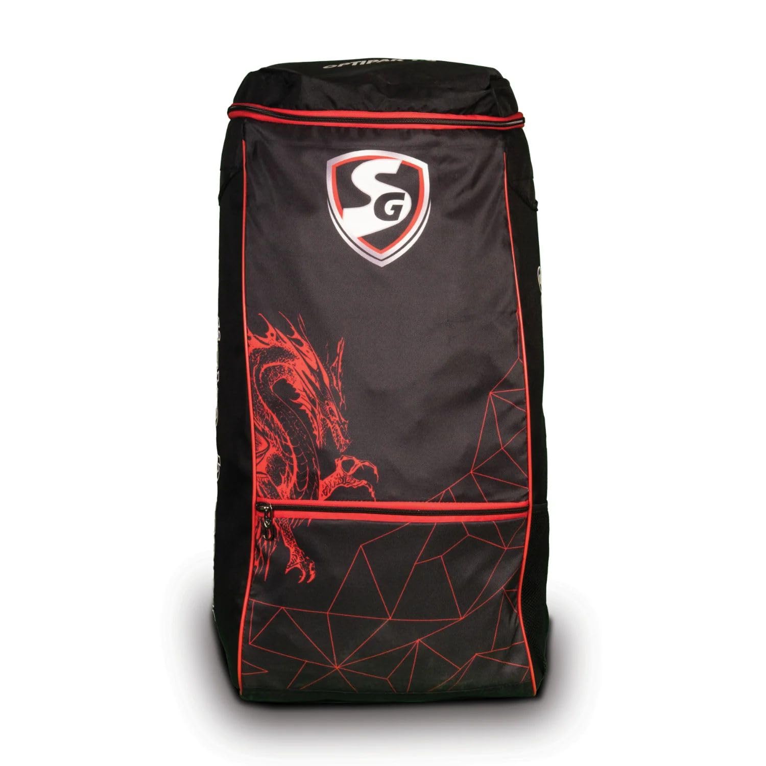 SG Dragon Optipak 1.0 Duffle Cricket Kitbag | Spacious Storage | Durable Fabric | Multiple Compartments | Easy Carry | Black/Red-image-46