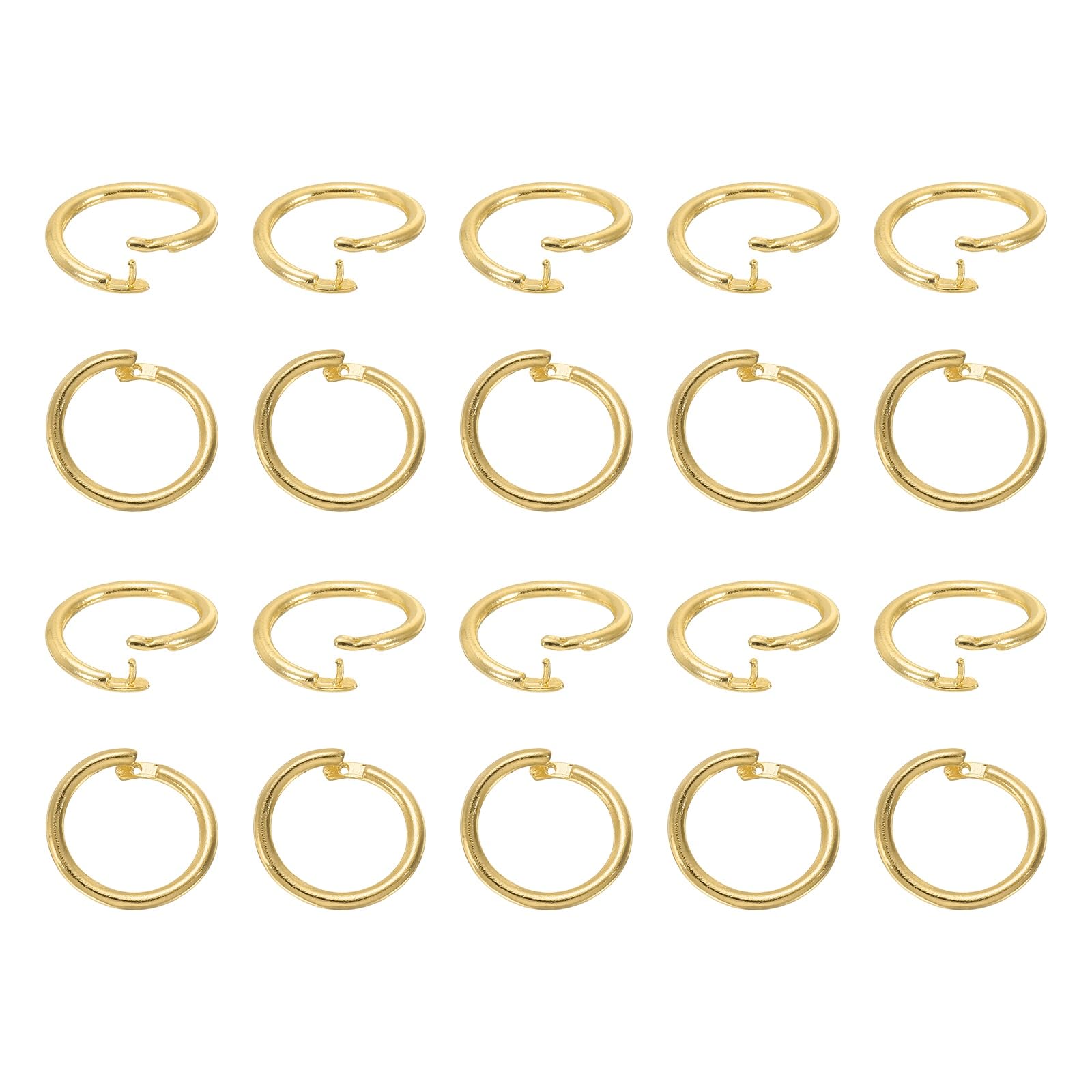 sourcing map 20 Pcs Locking Jump Rings 14mm Round Twist Clasp Open End Jump Rings Connector Link for DIY Craft Jewelry Making Findings Necklace Bracelet Keychain, 18k Gold