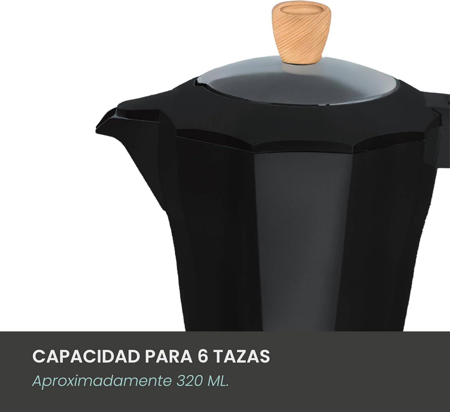 Close-up of the coffee maker's upper chamber, indicating 6-cup capacity