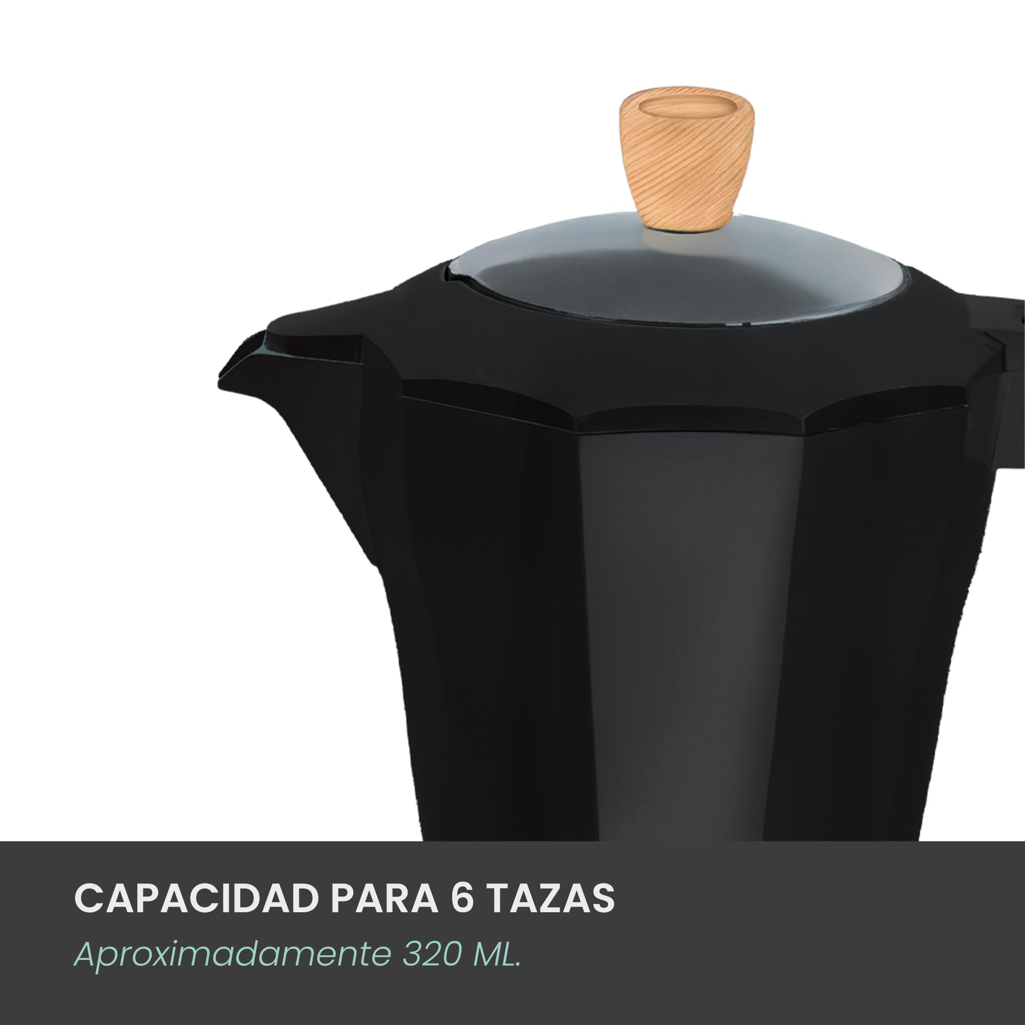 Jocca Cafetera Italiana Eléctrica 6 Tazas Base giratoria 360º Apagado automático Negro