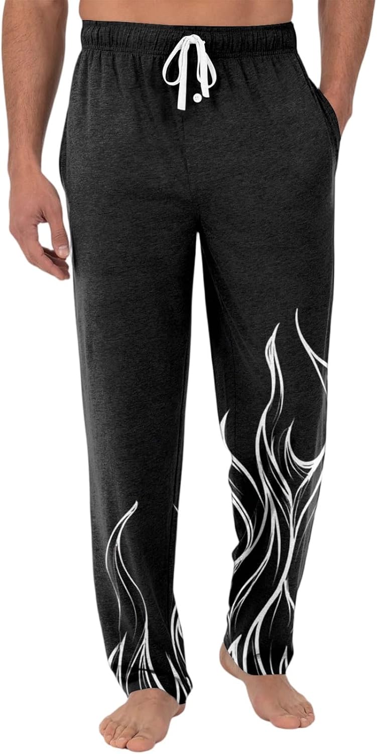 WENKOMG1 Men's Sleep Pants, Soft Lightweight Novelty Print Lounge Pj Bottoms with Pockets, M-3XL