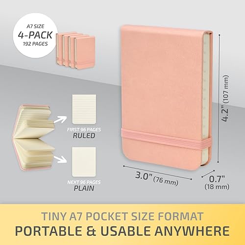 Miniatura 2 de NeatVilla Cuaderno pequeño de 3 x 4 pulgadas, tamaño pequeño, tamaño de bolsillo, mini cuaderno de cuero de tapa dura, cuaderno de notas pequeño con