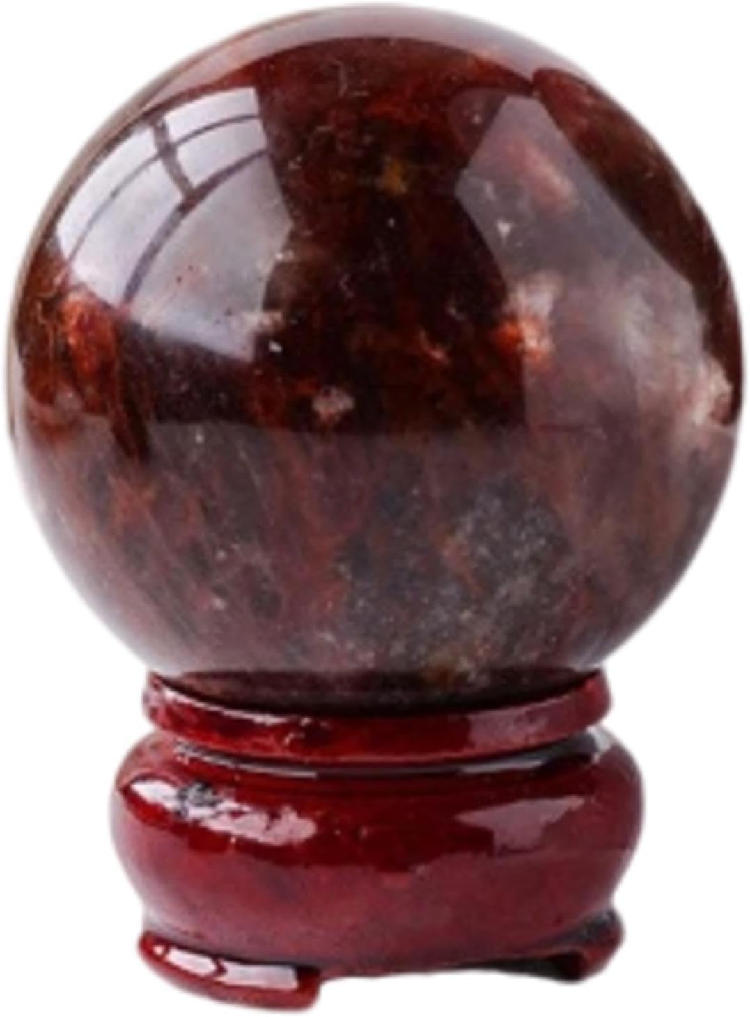 Red Gum Flower Crystal Ball Magic Crystal Balls Carved Sphere Ball for Decoration,Red-50~55mm