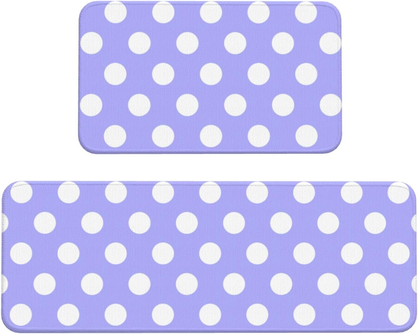 Light Purple Polka dot Print (A) Kitchen Rugs Sets of 2 Non Slip Washable, Anti Fatigue Kitchen Mats for Floor, Home Decor