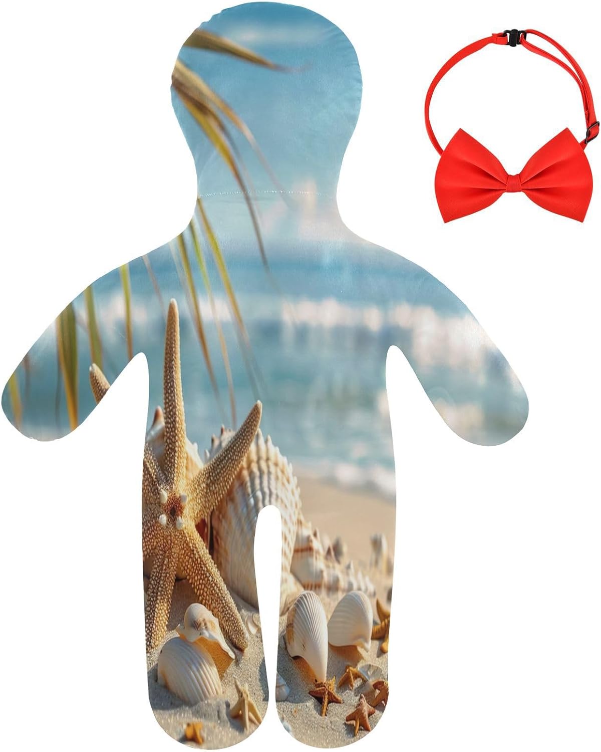 Sunny Beach Scene Human-Shaped Pillow Soft Body Pillows Washable Velvet Pillows for Anxiety Relief Sleeping Cuddling & Support