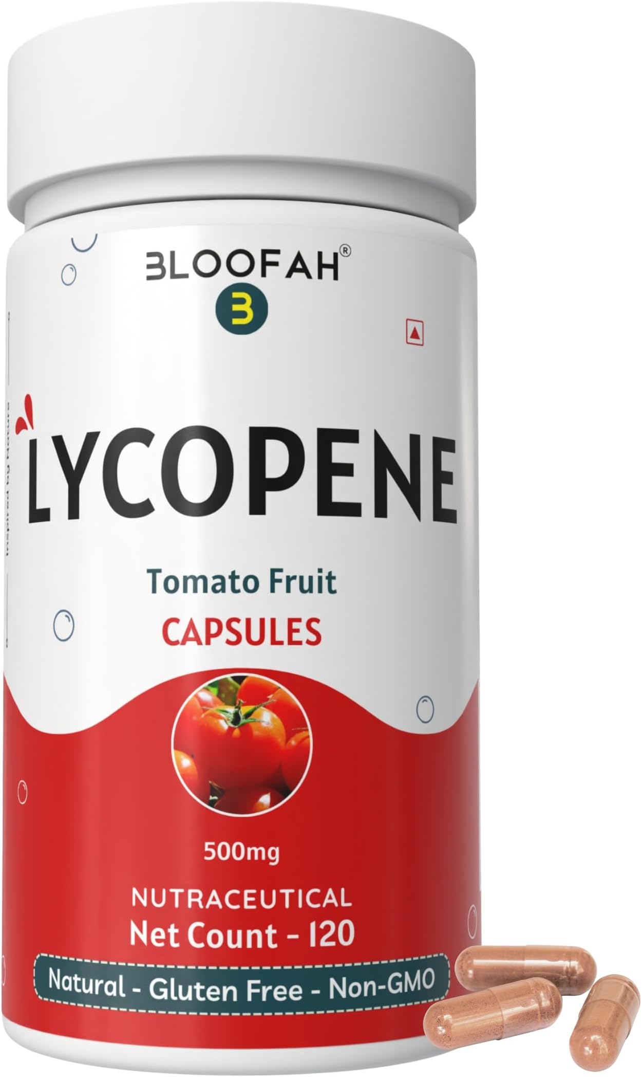 Tomato Fruit Powder Capsules 500mg - 120 Count | (Natural Source of Lycopene) Natural Carotenoid Supplement for Health and Wellness Support | 100% Pure, Gluten Free & Non-GMO Formula