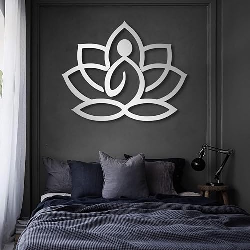 Miniatura 6 de Cadeali Arte de pared de metal de flor de loto, arte de pared de flor de loto de metal, decoración de pared de metal, letrero de flor de loto, arte