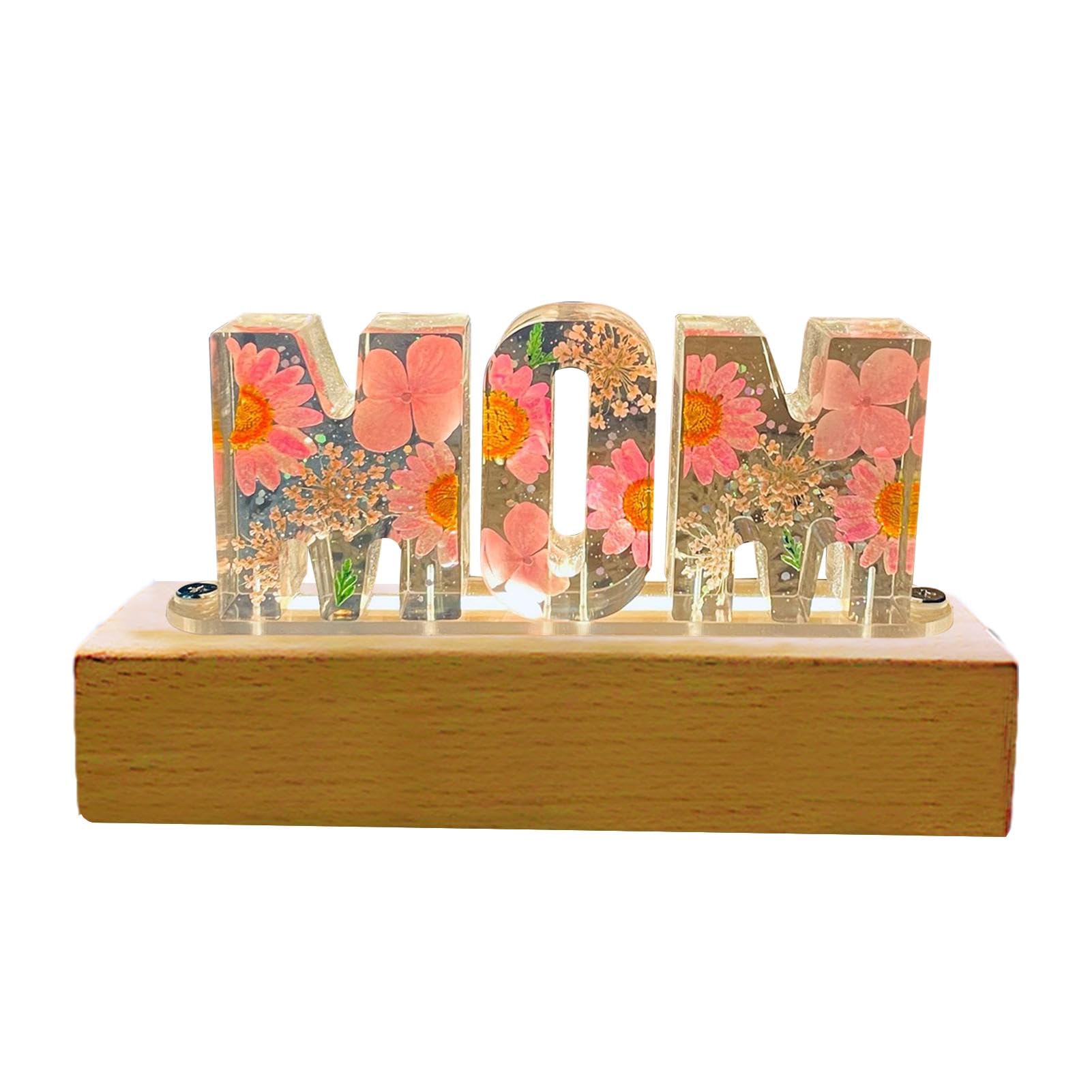 Floral Resin Nightlight - Bedroom Flower Letter Night Light | Adorable Home Decorations Flower & Letter Night Light, Romantic Bedroom Floral Resin Night Light for, Wedding, Holiday