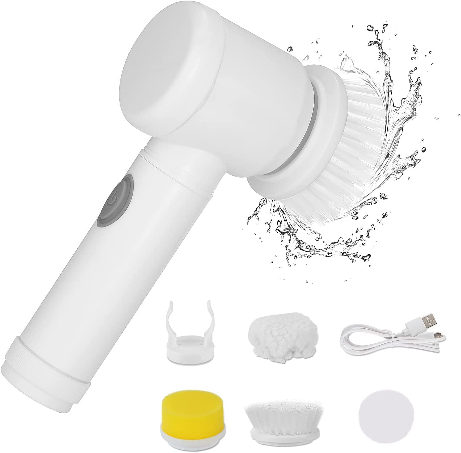 KRT tourRechargeable Electric Spin Scrubber, Electric Cleaning Brush with 3 Brush Heads, Bathroom Scrub Brush, Shower Scrubber for Cleaning Wall/Bathtub/Toilet/Window/Kitchen