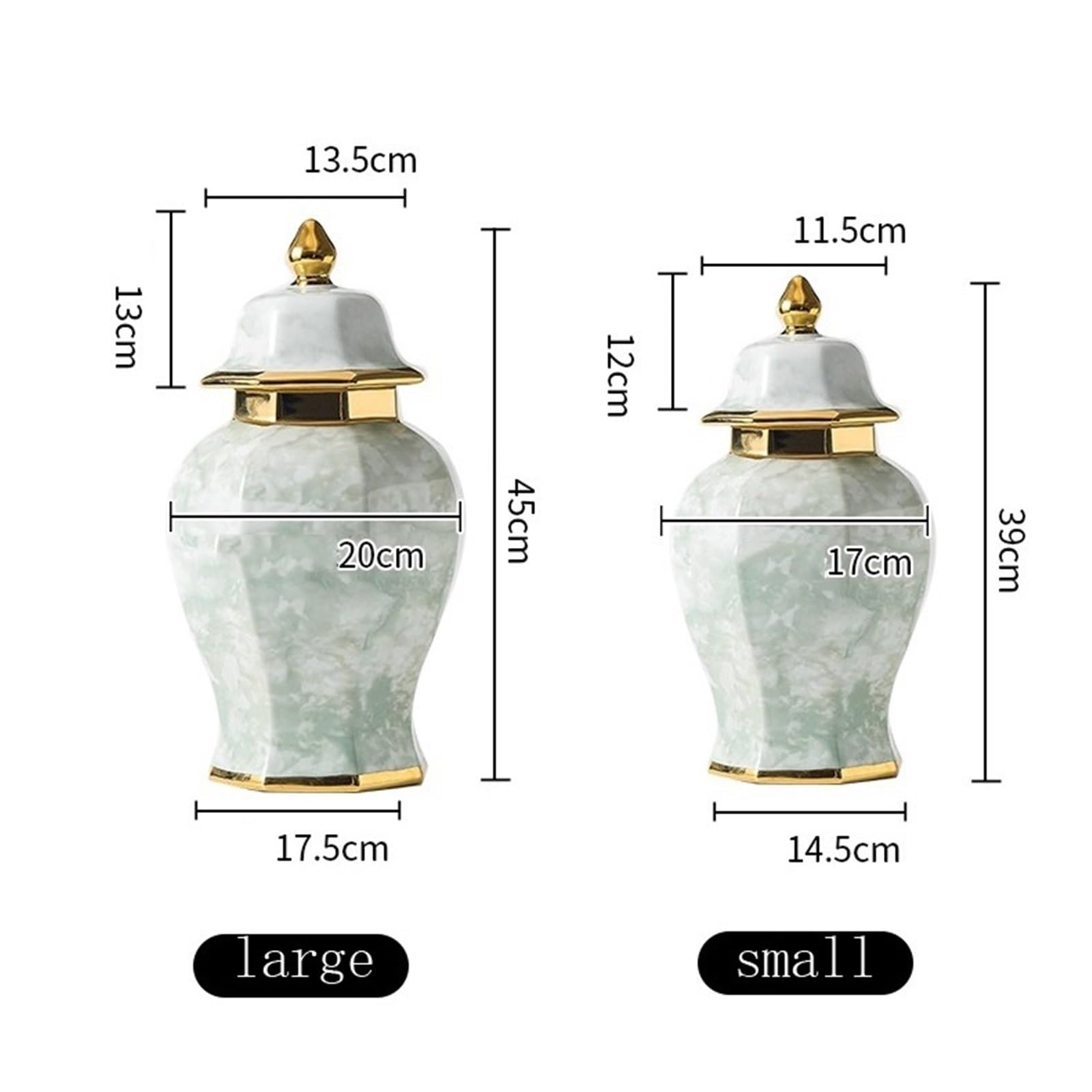 Ceramiczny wazon na imbir, ozdoby do pokoju biurowego, dekoracja willi w stylu Jingdezhen, nowoczesny(Green,L)