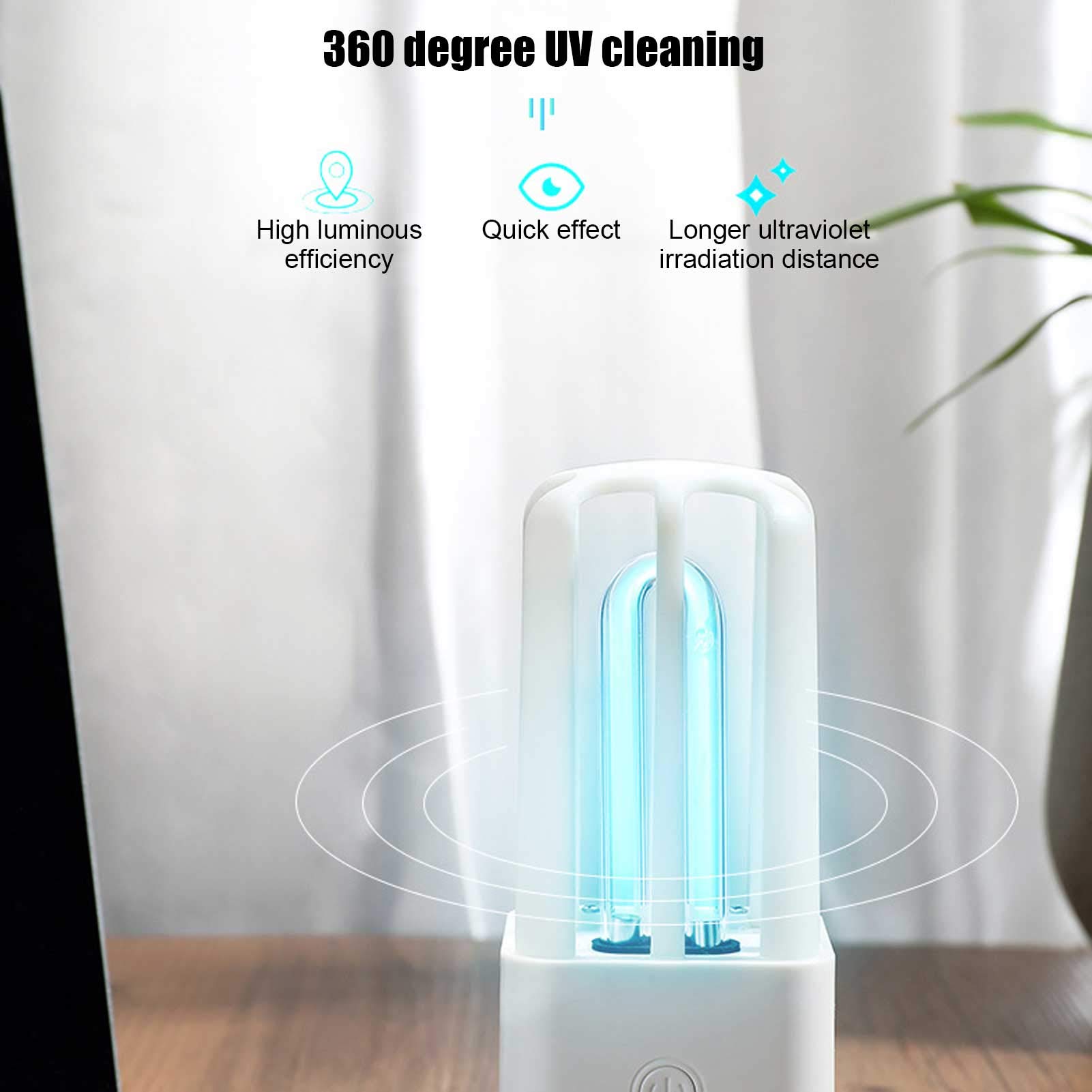 HURRISE Lampe désinfectante, lampe désinfectante, nettoyage rechargeable UVC USB pour ampoules pour hôtel, voiture, hôpital pour animaux de compagnie