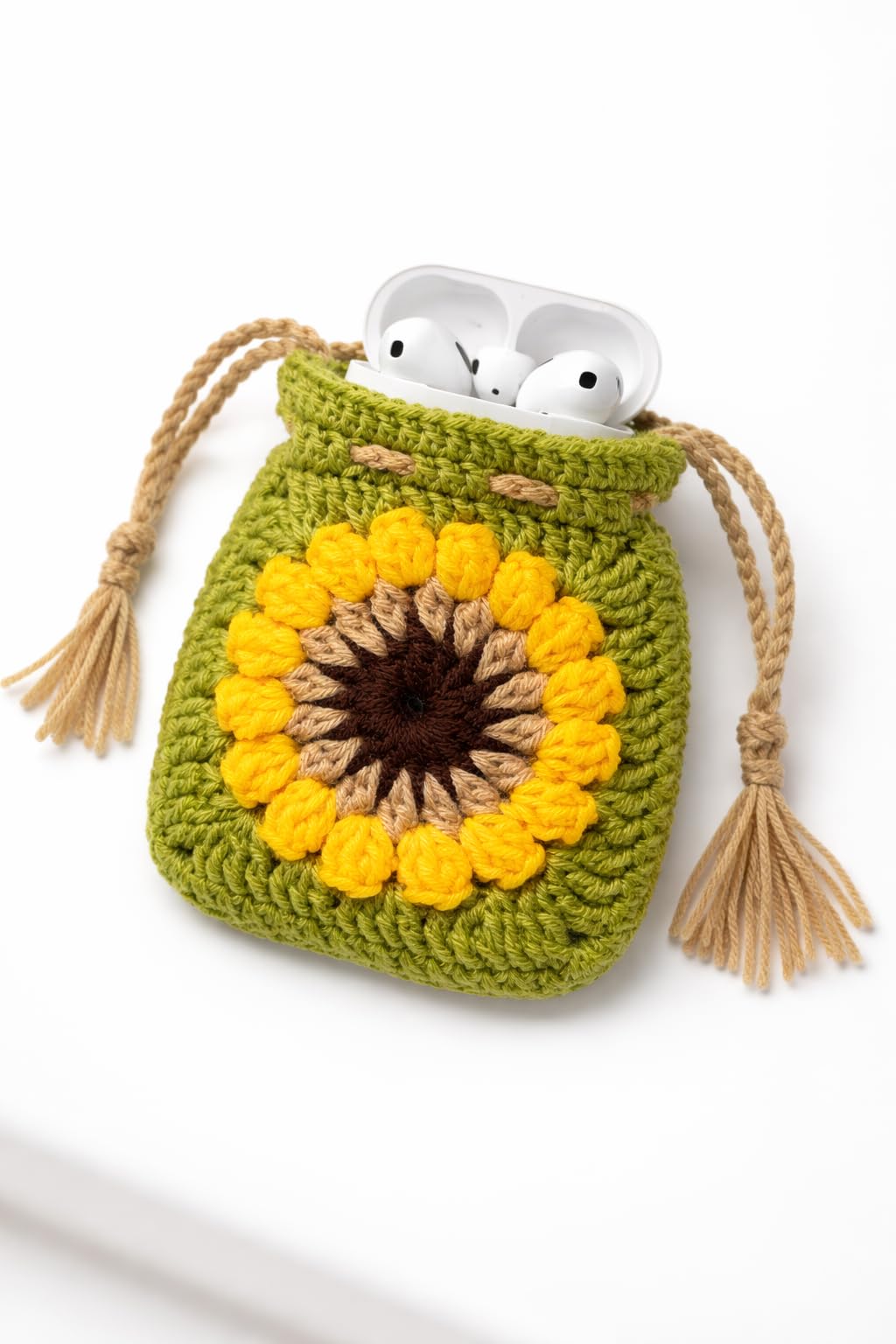 Aesthetic Handmade Crochet Earbuds Case Cover - Cute Flower Design, Soft Cotton Protective Pouch for AirPods & TWS-image-15