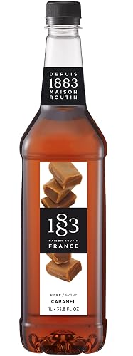 1883 Maison Routin Premium Caramel Syrup for Coffee, Hot Chocolate & Milkshakes - Vegan-Friendly, Allergen-Free, No Preservatives - 1L PET Bottle - 1 l (Pack of 1)