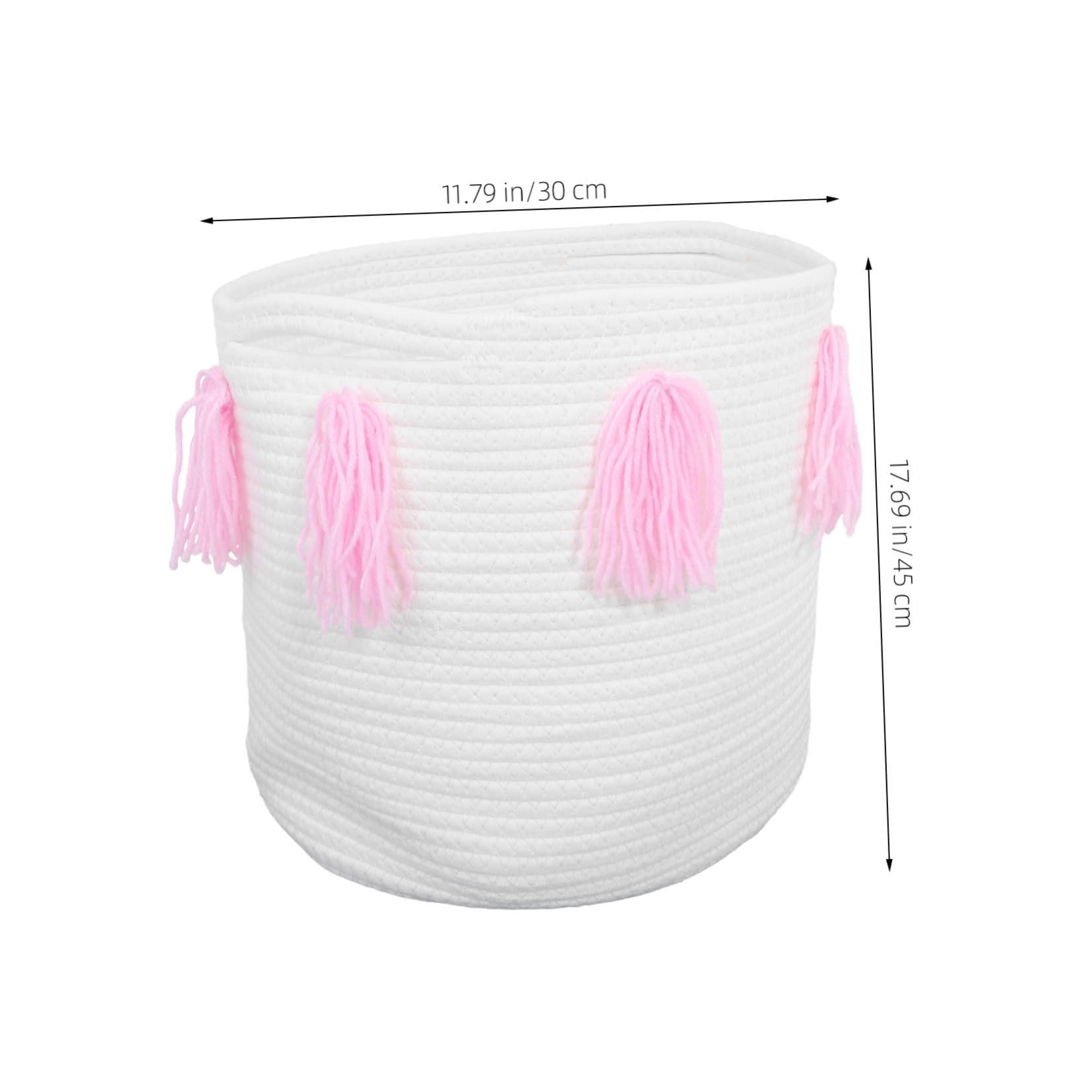 Cestino Portaoggetti Artigianale in Corda di Cotone Rosa | Nappine Decorative, per Casa e Hotel, Adatto a Rossetti e Accessori Bebé