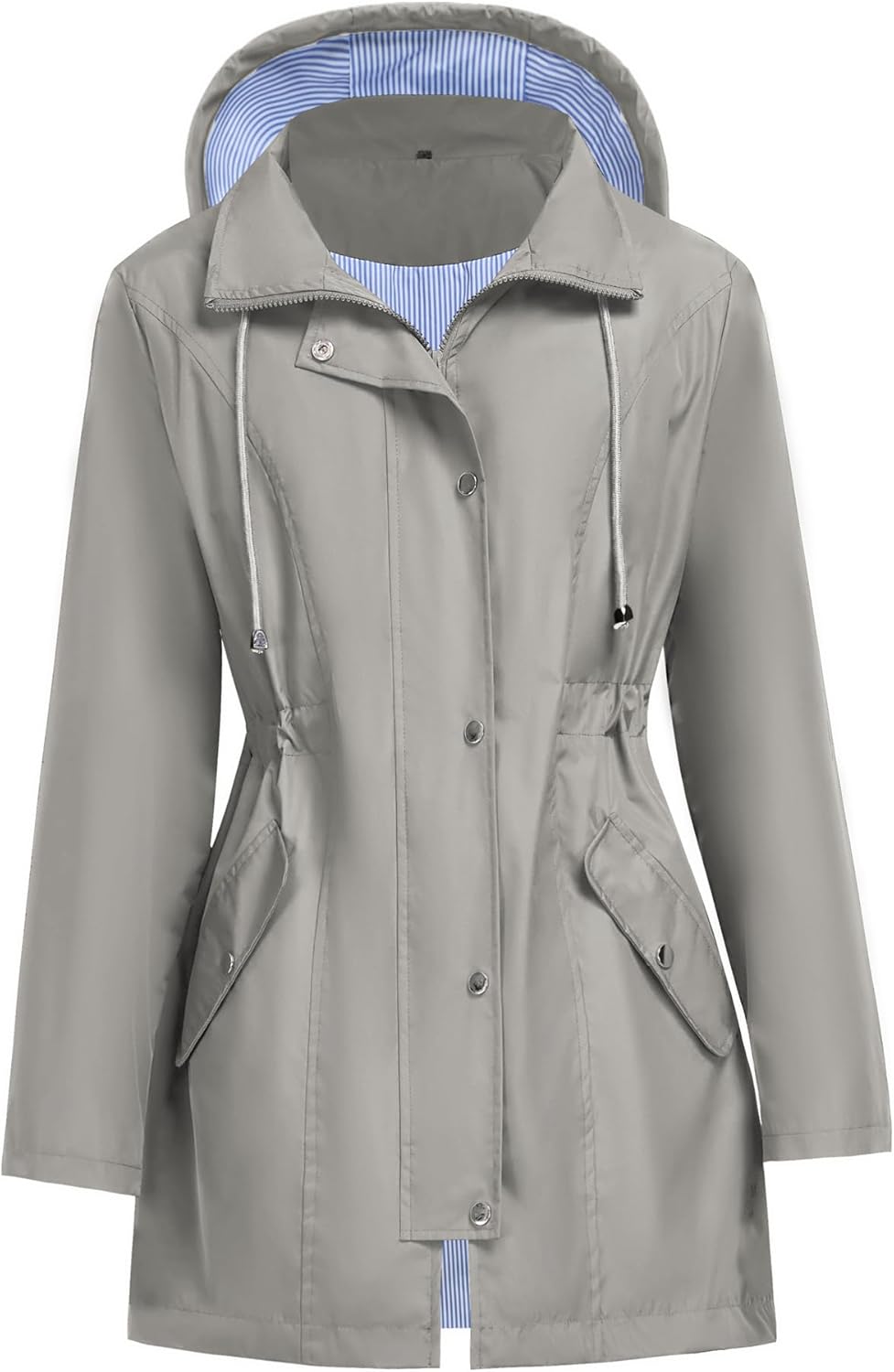Women Rain Jacket Waterproof Long Hooded Windbreaker Lined Lightweight Outdoor Hiking Raincoat Trench Coats S-XXL - Image 3