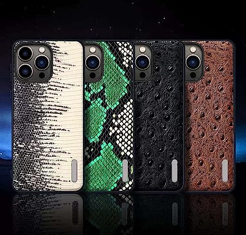 Coque iPhone 14 Pro Max en cuir d'autruche marron haut de gamme