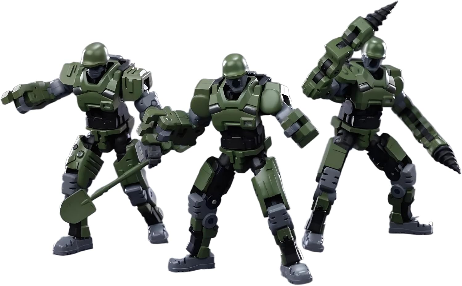 LEBOO Bushikobo 1/30 Scale Soldier Mechanical Model MATCH SOLDIER/INDUSTRIAL SOLDIERS Total Height Approx. 2.4 inches 6 cm Action Figure, Color-coded Plastic Model Assembly Kit Green