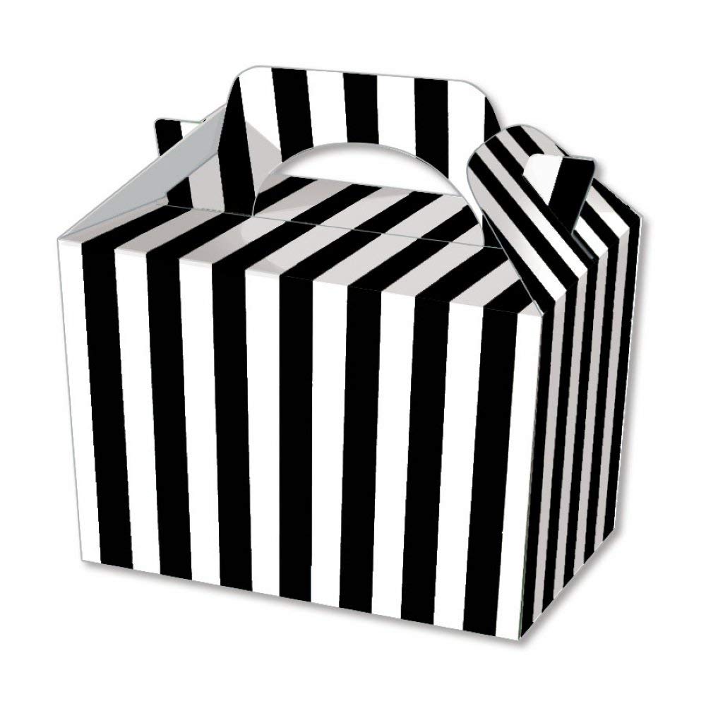 Lotus 20 x Stripe Design Spotty Children/Kids Party Boxes Carry Food Meal Fun Picnic Birthday Wedding Favour/Baby Shower Party Halloween Trick or Treat Box Loot Bag (Black)