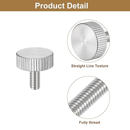 Miniatura 35 de uxcell Tornillos moleteados M3x10mm, 5 piezas de acero inoxidable 304 con cabeza moleteada plana totalmente roscada, tornillos de pulgar, pernos