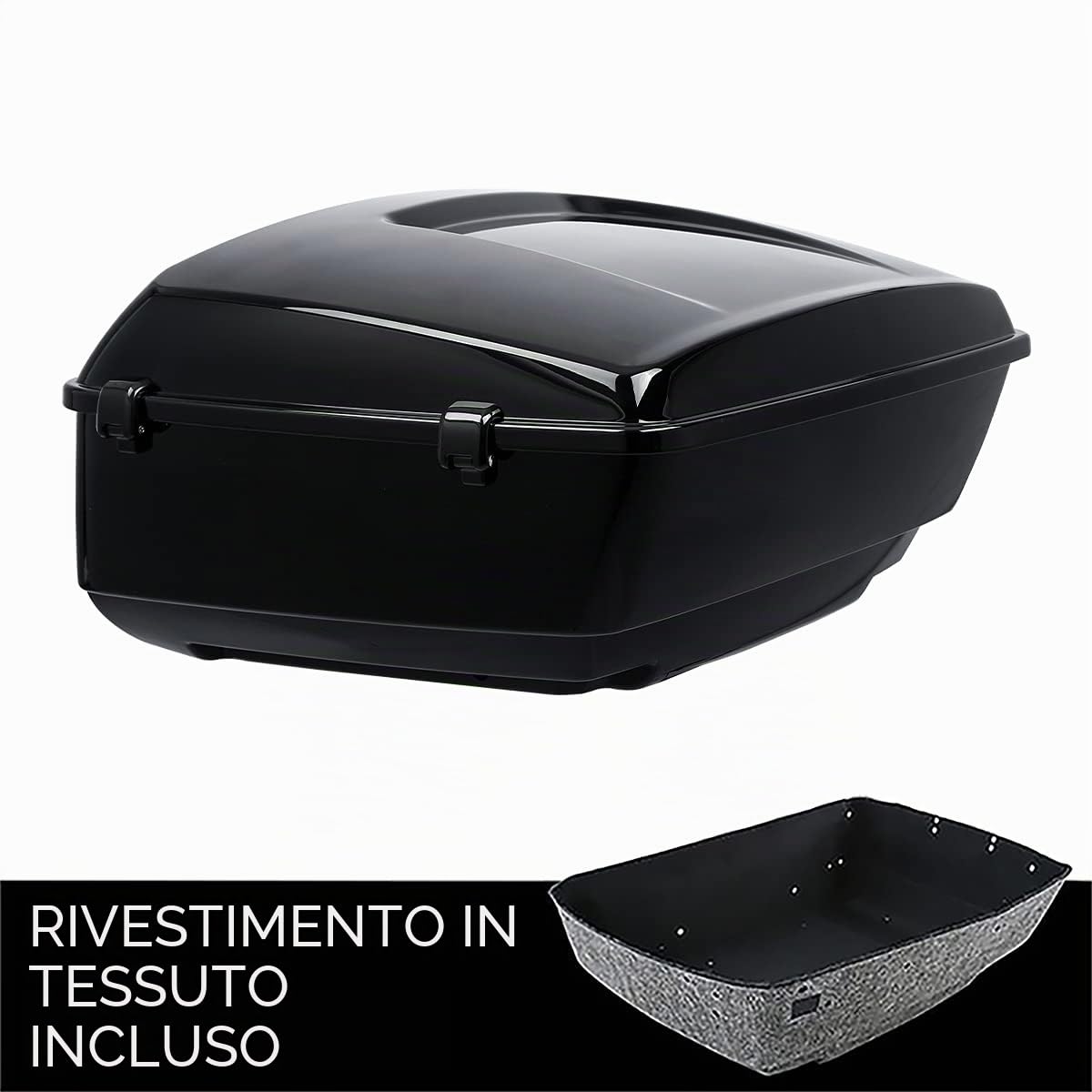 XMT-MOTO King Tour Trunk + schienale avvolgente + 2 rack di montaggio + portapacchi superiore + piastra di base nera adatta per Harley Touring Road King Street Electra Glide Ultra-Classic 2014-2025