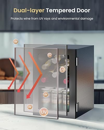 Miniatura 4 de Refrigerador de bebidas para 24 latas, mini refrigerador con control digital de temperatura, nevera de bebidas de vino y soda, refrigerador pequeño