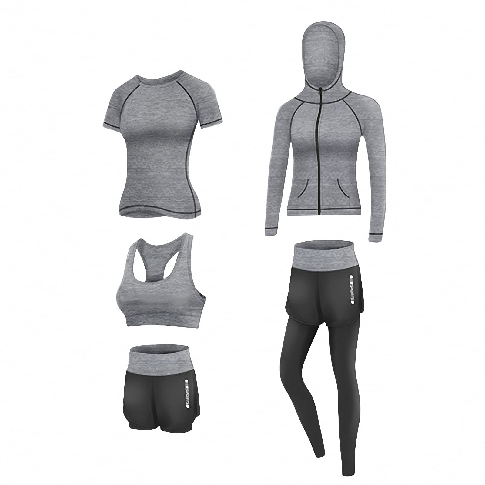 5-częściowy damski dres fitness, joga dla początkujących odzież na siłownię, do biegania na co dzień szybkoschnące legginsy, styl 13, 3XL