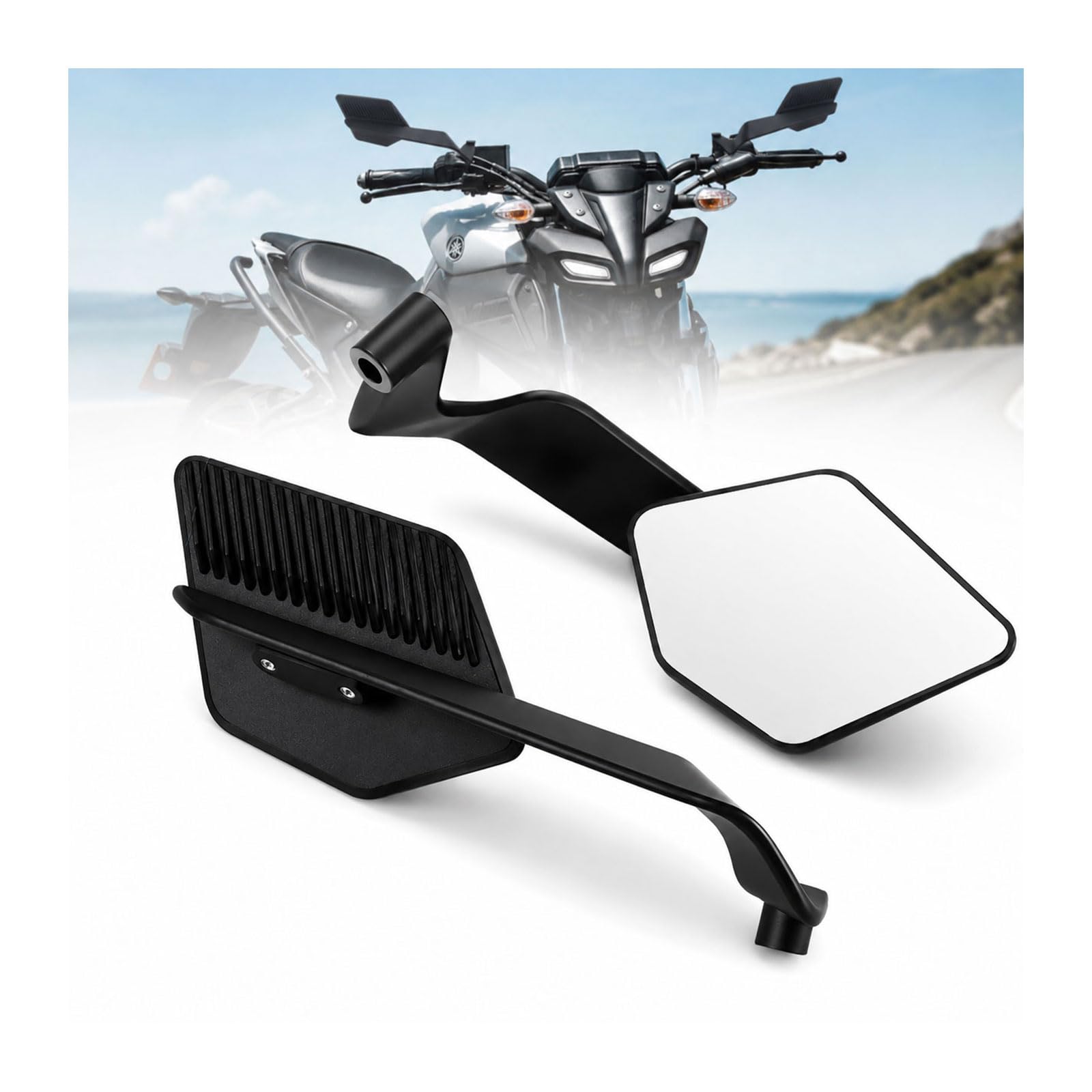 Espejos moto cuadrados regulables 360 grados con mecanizado CNC para Senke 1500W