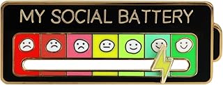 Funny My Social Battery Pin, Social Battery Lapel Pin, Enamel Lapel Pins for Women, Enamel Mood Pin for 7 Days A Week Move to The Mood As You