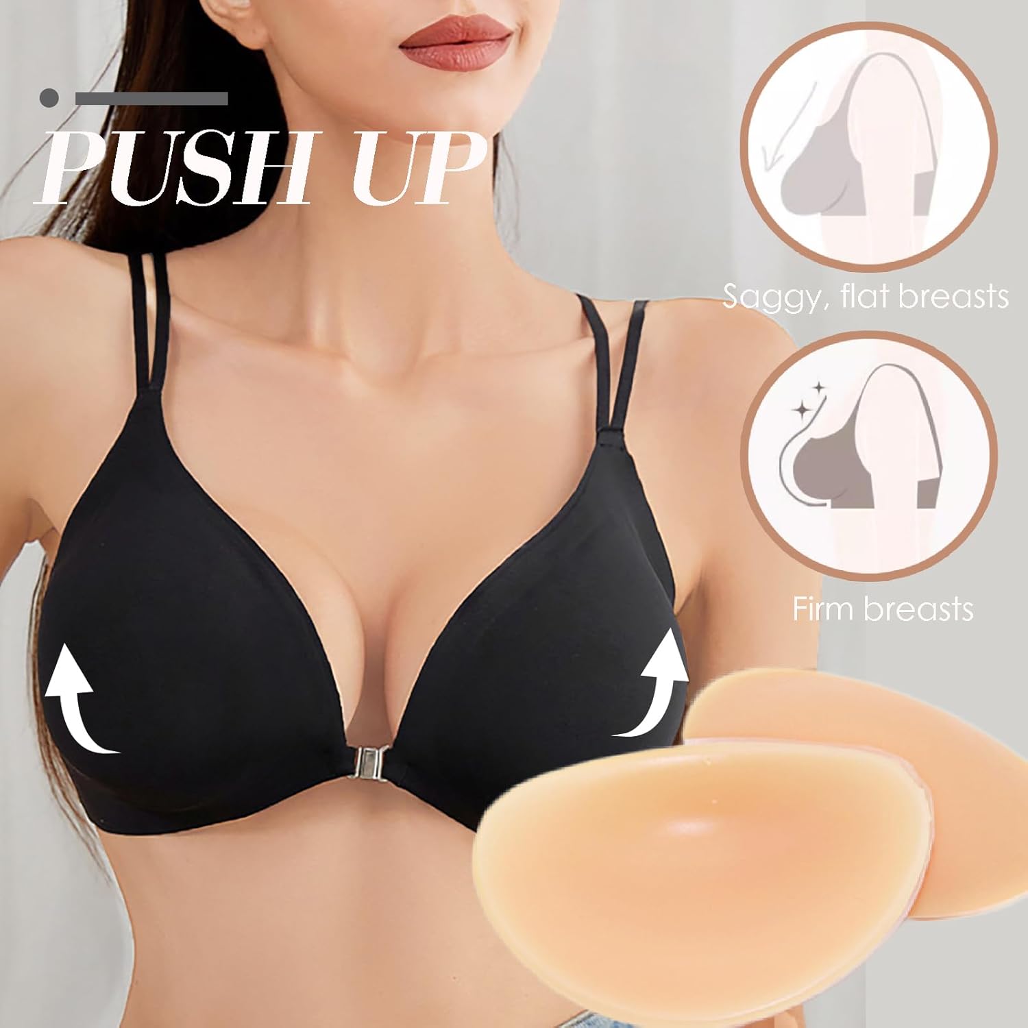 Sticky Silicone Bra Inserts Pads - Reusable Adhesive Push Up Enhancers for Bras, Bikinis & Swimwear, Seamless Chicken Cutlets Silicone Padding, Soft Skin-Friendly, Light SKIN, 1 Pair - Image 3
