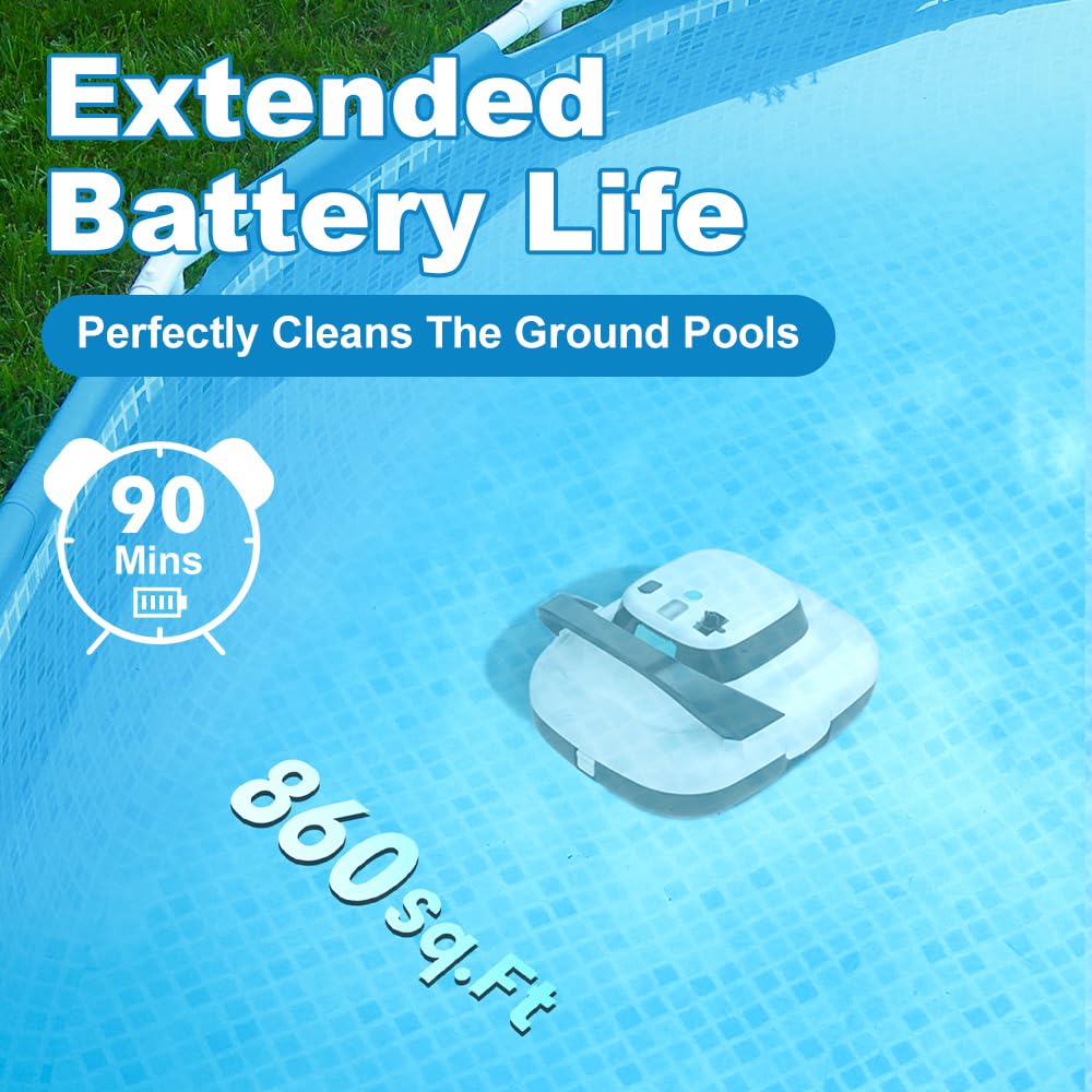 Combier Aspirateur de piscine sans fil S1 2026 pour piscines hors sol, double moteurs et ports d'aspiration puissants, robot aspirateur automatique de piscine 90 min d'autonomie, stationnement