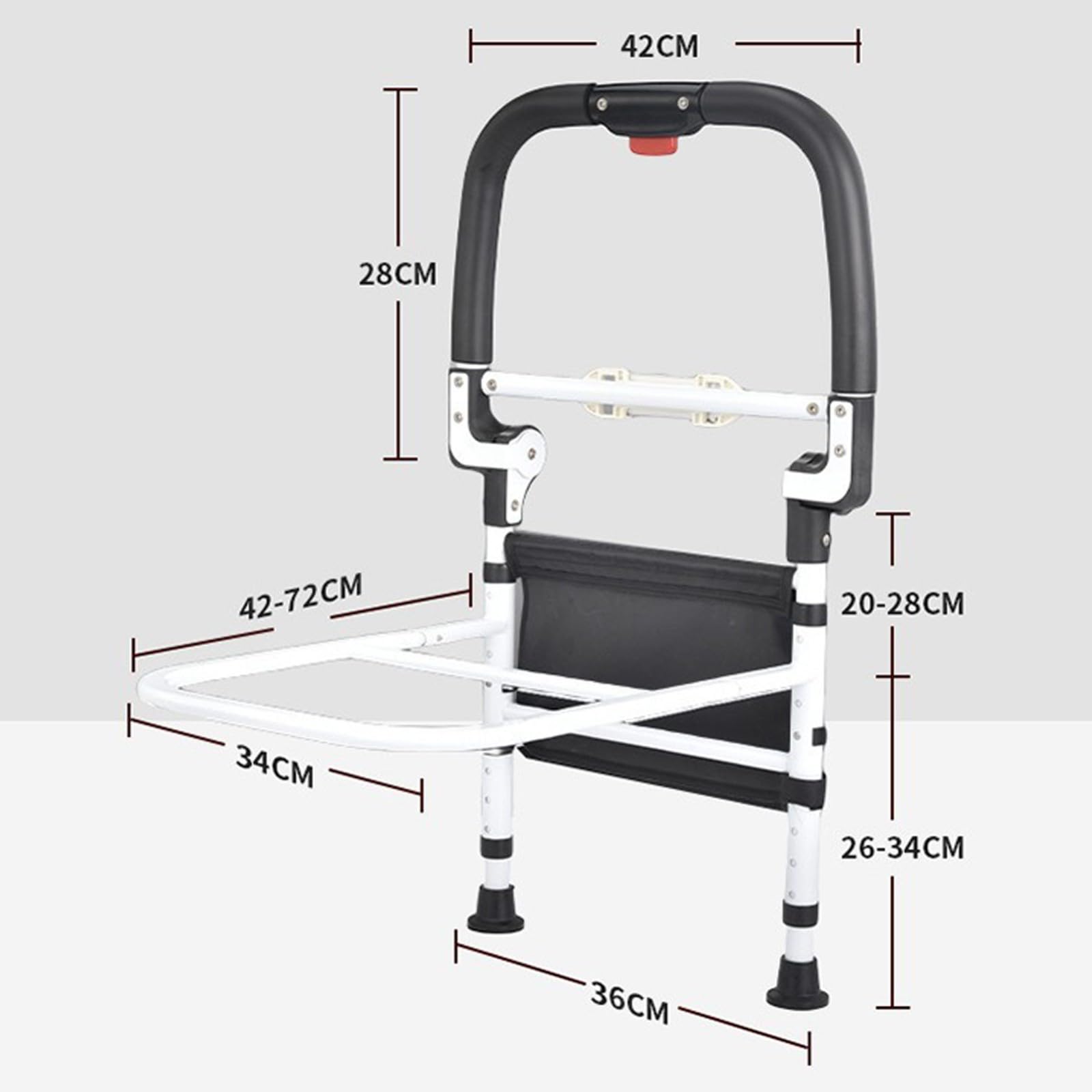 Supporto Del Letto Pieghevole A 180° Protezione Laterale Del Letto Di Sicurezza Carico Max. 150 Kg,Sponda Letto Anziani Maniglia Regolabile Con Tasca Di Stoccaggio