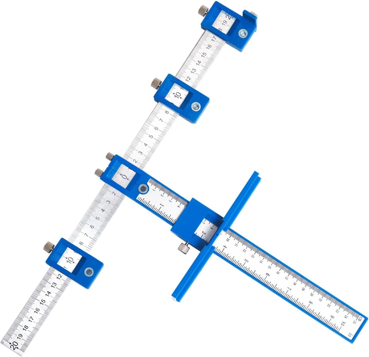 Woodworking Hole Punch Jig Tool Center Drill Bit Guide - Cabinet Hardware Locator Template Tool for Measuring Drawer and Doors - weight and Power Tools Pa - blue