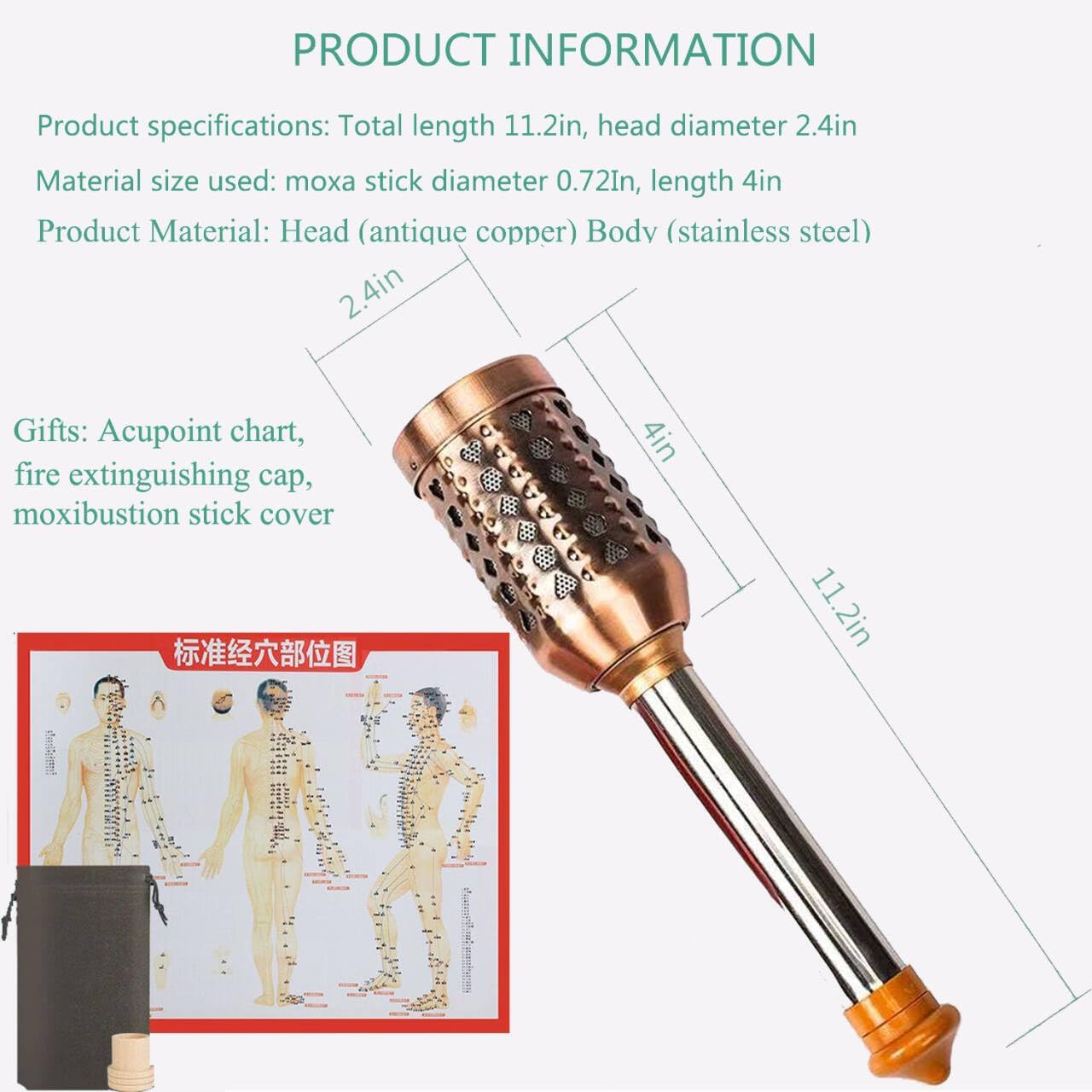 Moxa Stick Burner Holder Moxibustion Tool,Portable Moxa Strips Burner Holder,Stainless Steel Wormwood Mugwort Moxibustion Box Healing Tool
