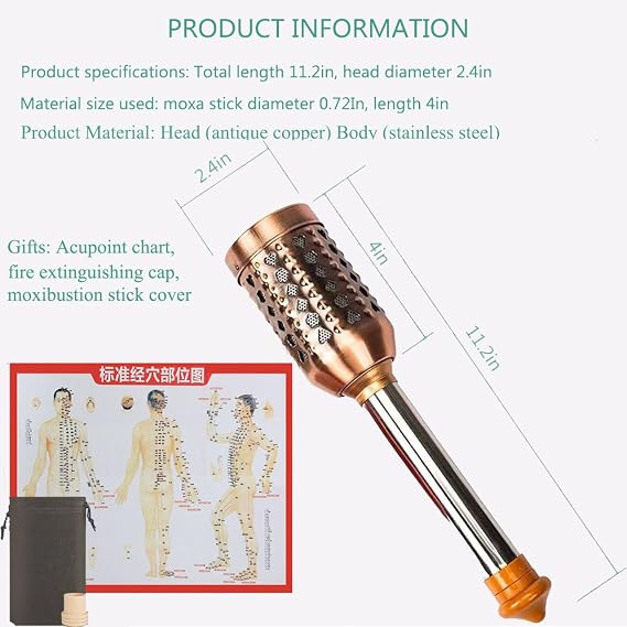 Moxa Stick Burner Holder Moxibustion Tool,Portable Moxa Strips Burner Holder,Stainless Steel Wormwood Mugwort Moxibustion Box Healing Tool