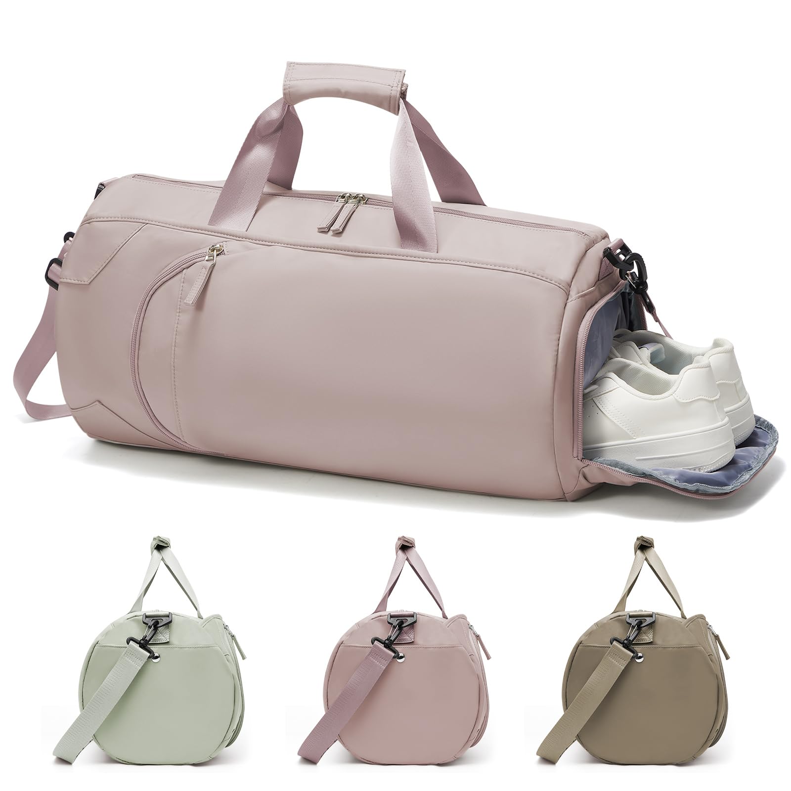 WISEPACK Gym Bag for Women with Shoe Compartment Travel Bag Pink Purple