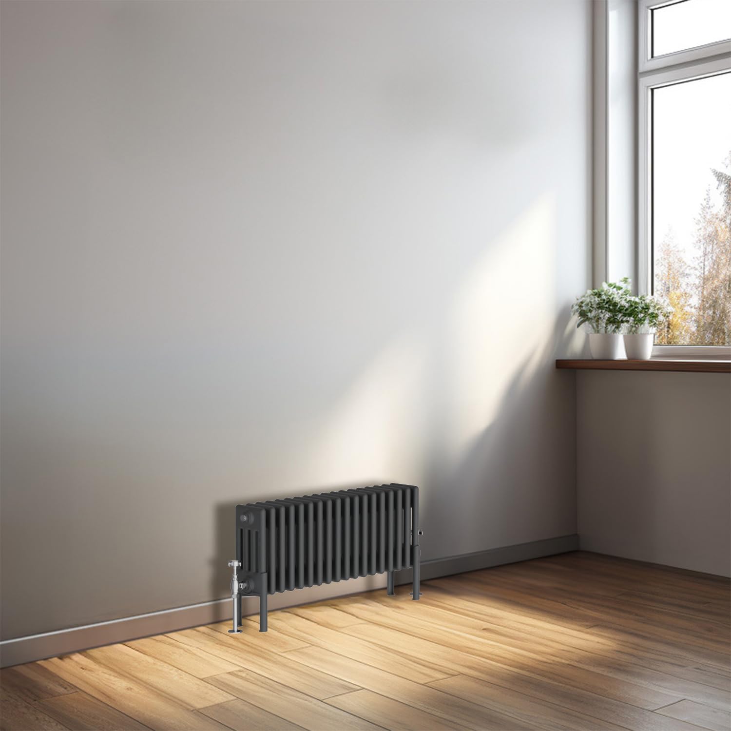 Nrg Anthracite 300X830mm Traditional Cast Iron Style Four Column Horizontal Radiator