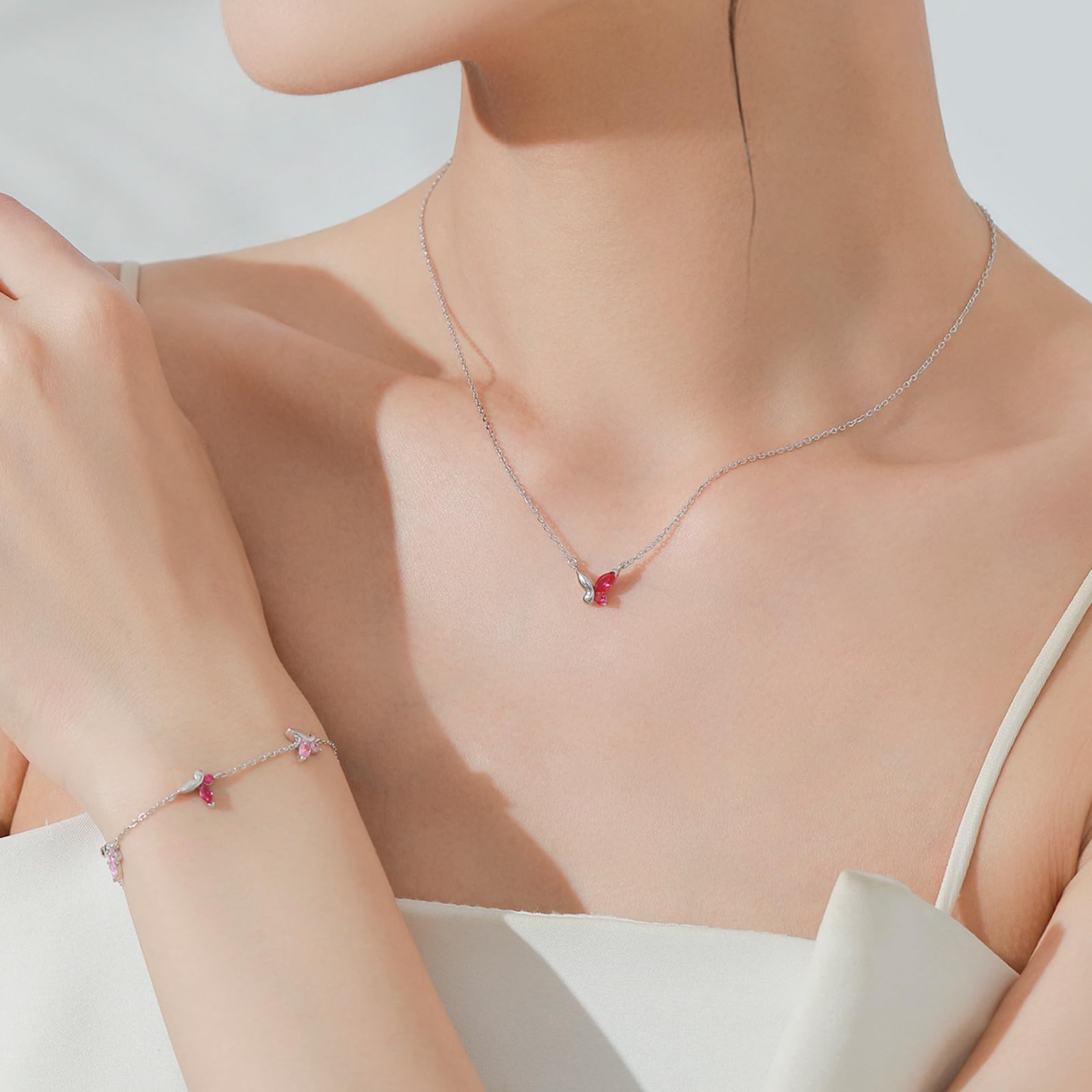Pulseras de mariposa para mujer de plata de ley 925 con circonita cúbica, pulsera ajustable de mariposa de plata para mujer, adecuada para aniversario
