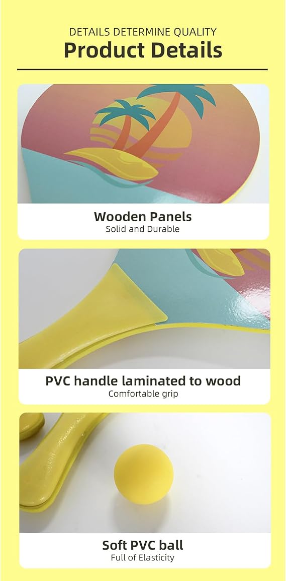 Sports Paddles - Outdoor Ball Game Paddle, Lightweight Racquet Set | dureble Equipment for Practice, Junior Kids, Boys, Girls, Men, Women, Adults, Beginners, Family Travel, Backyard, Beach, Camping