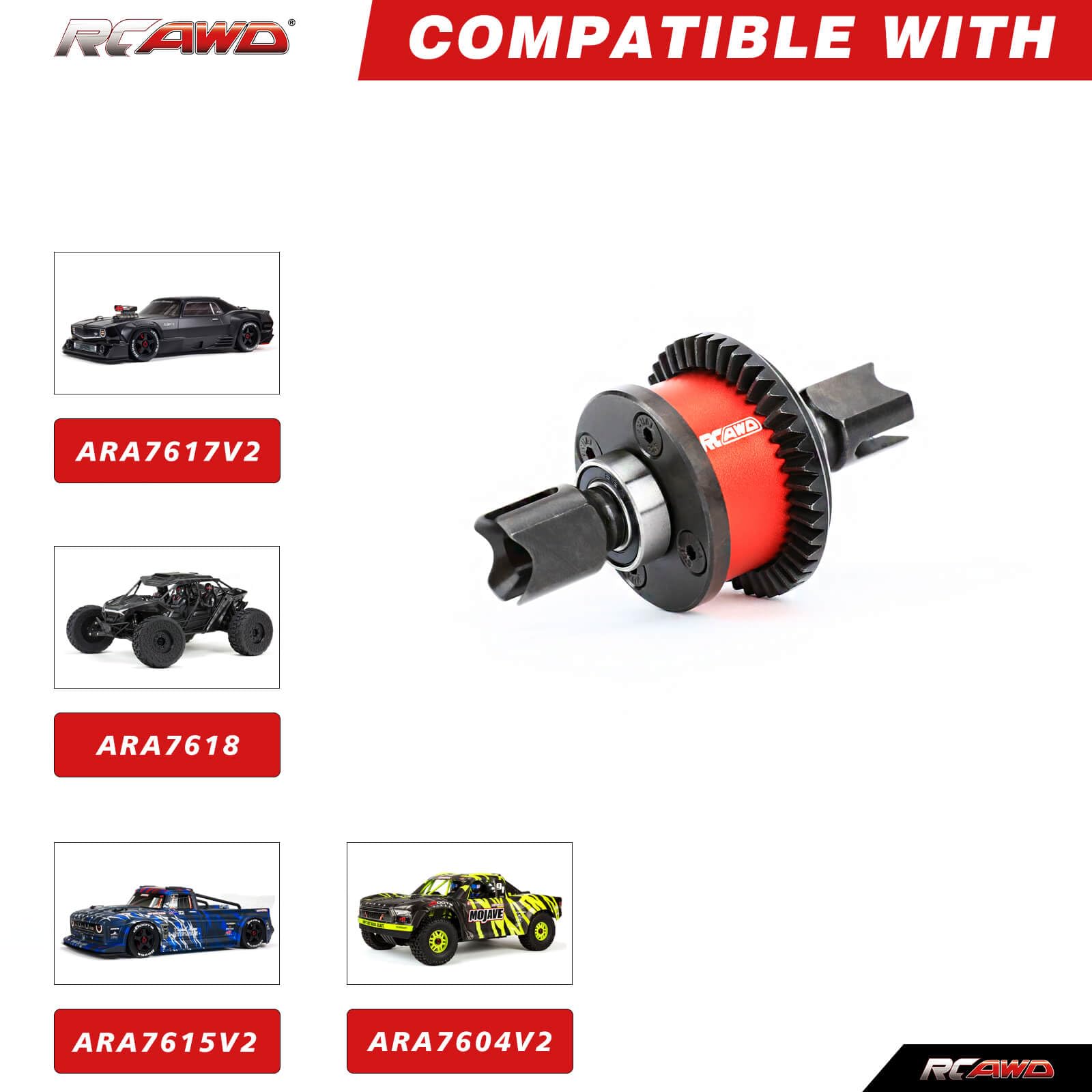 RCAWD Nouveau pignon interne EXB différentiel avant arrière 43T et 13T engrenage d'entrée 1 jeu pour Arrma 1/7 Felony Infraction Mojave 6S BLX Diff Gear 1/8 Typhon Talion Outcast EXB Upgrades Part