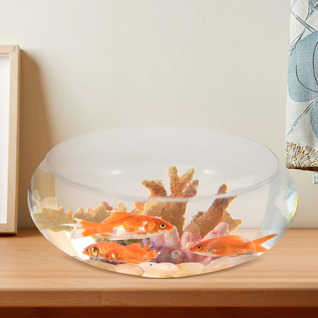 Happyyami Glass Fish Bowl Flower Glass Vase Bowl Clear Wide Mouth Round Vase Terrarium Air Plant Hydroponic Succulent Planter Floral Container Vase for Home Office Wedding L